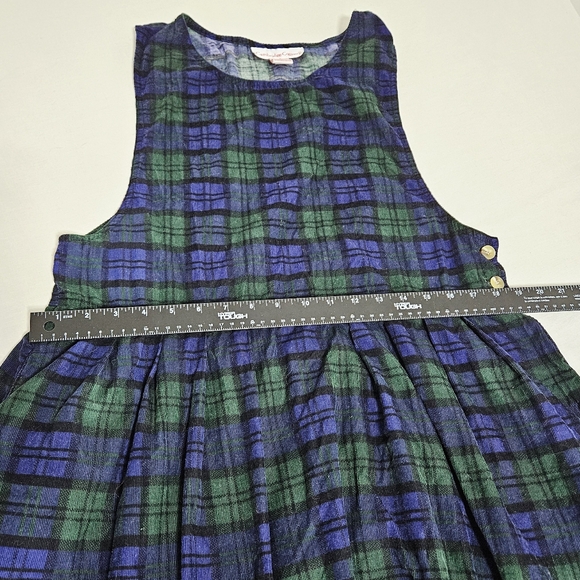 VTG Womens Overall Corduroy Maxi Dress 100% Cotton Tartan Jumper Blue Green L - Picture 13 of 15